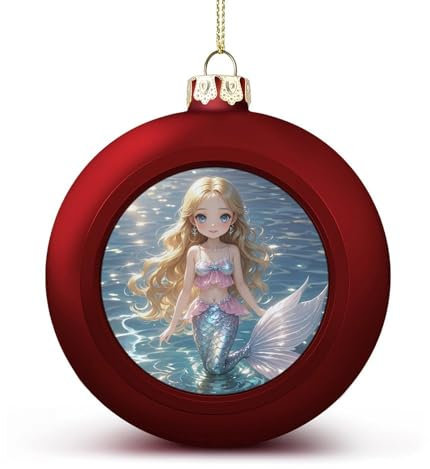 Kleine Weihnachtskugel, Meerjungfrau-bedruckte Weihnachtskugeln, Weihnachtsbaumschmuck, Halloween-Kugel-Ornamente