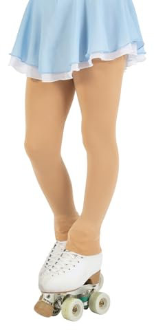 CALZITALY Collants de Patinage Artistique pour Fille, Collants sans Pieds, Leggings de Patinage, Leggings Opaques, 80 DEN, fabriqués en Italie (Naturelle, 8-10 Ans)