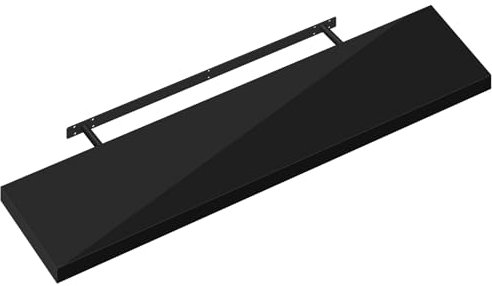 eSituro Wandregal, Regal Wand schwarz Hochglanz, Hängeregal, Schweberegal, Regalbrett Bücherregal zum Aufhängen, Wandboard für Wohnzimmer Küche Arbeitszimmer Badezimmer, 90x22.9x3.8 CM, SWS0398