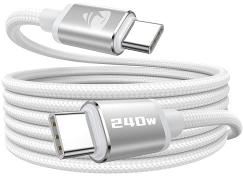 USB C auf USB C Kabel, 240W USB C Kabel 2M PD Schnellladekabel USB C auf USB C Kabel Nylon USB Typ C Ladekabel für iPhone 16 Pro Max, iPhone 15, Samsung S24 S23 S22, iPad Pro, MacBook Pro/Air, Pixel