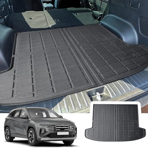 CDEFG Kompatibel mit Hyundai Tucson NX4 2021-2024 2025 Kofferraumwanne TPE Kofferraummatte Wasserdicht Anti-Staub Wanne Car Cargo Trunk Tray Auto Tucson 2025 Zubehör