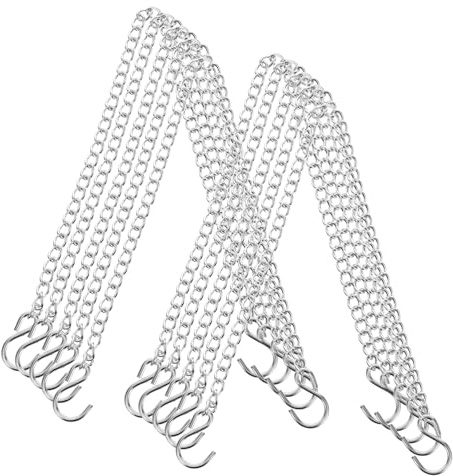Housoutil 10pcs Sturdy Plant Hanger Chains Decorative Metal Chain Hooks for Garden Decorative Hanger for Wall Mirror Ornament Hook