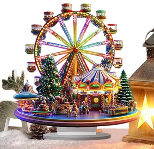 Weihnachtliches Riesenrad-Ornament Acryl-Weihnachts-Riesenrad-Ornament Feiertags-Weihnachtsbaumschmuck 2D-Desktop-Riesenrad-Dekoration Büro-Desktop-Ornamente -Weihnachtsdekorationen