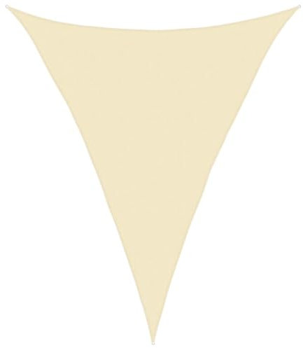 KLYEON Vela Parasole 160 g/m² Crema 5x6x6 m in HDPE,Vela Ombreggiante Triangolare in HDPE Protezione Solare per Giardino, Terrazzo, Parco Giochi e Balcone Ombrelloni e parasole