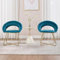 chairus 2er Set Loungesessel Wohnzimmer Samt Armlehnstuhl Sessel Schminkstuhl für Schlafzimmer Modern Polstersessel mit Goldenen Beinen (Blau)
