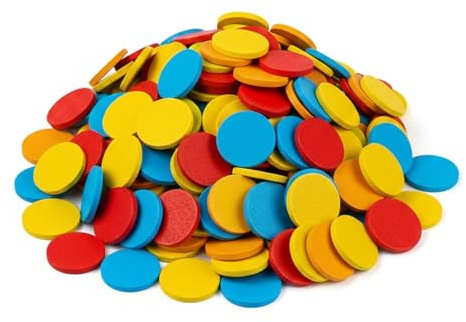 100 Stück Wendeplättchen Rot Blau Plastik - 2 Kunststoff Boxen Zählchips Mathe Rechenhilfe, Wendeplättchen Zählchips spielchips für Kinderhände Grundschule Rechenaufgaben