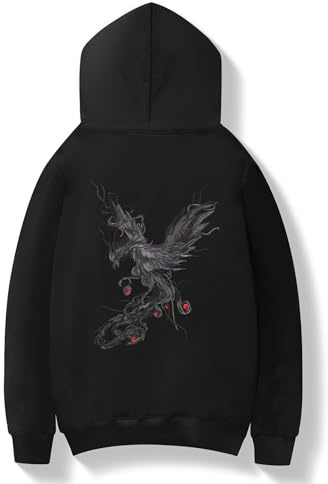 Niepce Inc Kapuzenpullover für Herren, Black-flying Phoenix, XXX-Large