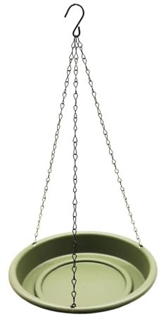 Baoblaze Bird Feeder Water Bowl Hanging Bird Bath Water Feeder with Chain Large Capacity with Metal Hook for Outdoor Hummingbirds Owls, Green