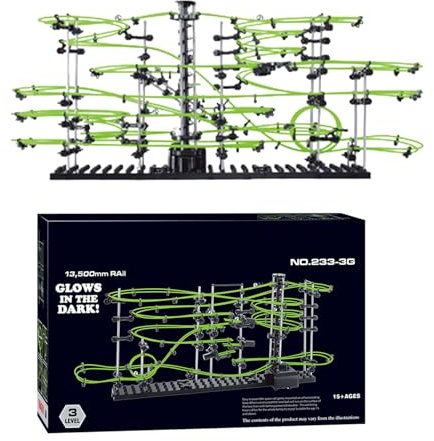 Marble Maze Game Building Kit, Battery Powered Roller Coaster Set, 30.71x6.3x12.99 Inches Educational STEM Toy with Moving Tracks, Puzzle Race Game for Teens, Kids Ages 14 and Up