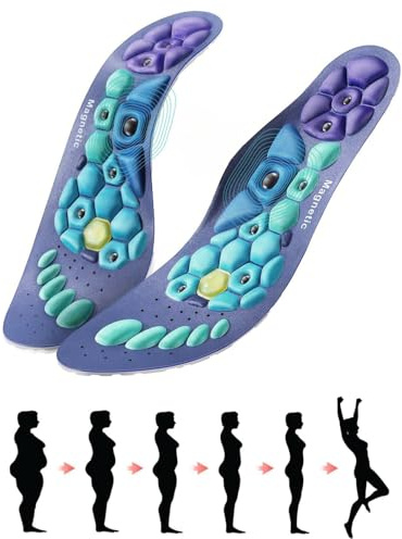 Magnetische Einlegesohlen Original, Zuschneidbare Magnet-Einlegesohlen, Für Schmerzende Füße, Magnetischen Akupressur Einlagen, Blau, 40-43