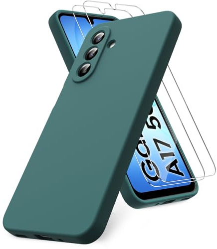 Vansdon Funda Compatible con Samsung Galaxy A17 4G/5G- Verde Noche | Incl. 2 Unidades Protector Pantalla Cristal Templado, Silicona Líquida Gel Ultra Suave Funda