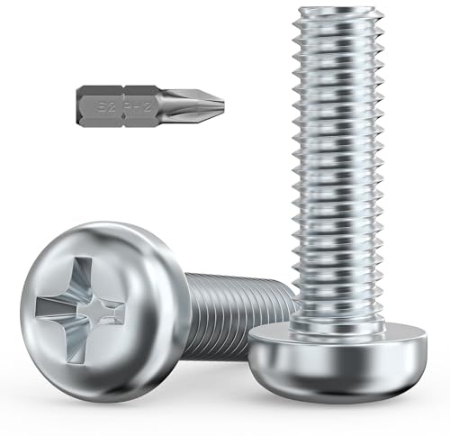Valorada 20Pcs M4 Screws, M4 x 14mm Pan Head Machine Screws, Phillips Drive, Fully Threaded, Zinc Steel, Bright Finish with Bit