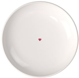 Villeroy & Boch like. by With Love Teller, Maße: ca. 16 x 16 x 3 cm, Weiß mit rotem Aquarelldekor, Spülmaschinenfest & Mikrowellensicher, Herzmotiv, Teller, Premium Porzellan