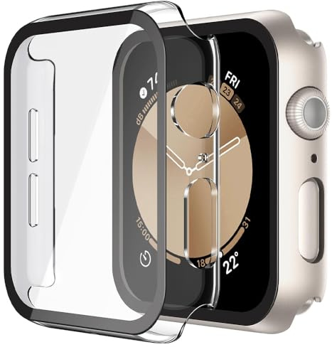 Techsuit für Apple Watch 4, 5, 6 und SE 44mm Hülle und Displayschutz mit Gehärtetem Glas, HD Klarheit, Volle Abdeckung, Kratzschutz, Schlankes Design, Defense360 Pro, Transparent