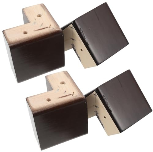 LIFKICH 4 Stück L-förmiger Massivholz Sofa Fuß mit Universeller Zapfenverbindung 9,5x9,5x9,5cm Stabile Unterstützung für Betten und Holztische in Braun