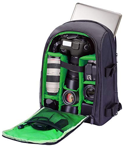 G-raphy Sac à dos pour appareil photo avec compartiment pour ordinateur portable pour appareils photo reflex numériques, objectifs, trépied et accessoires (vert)