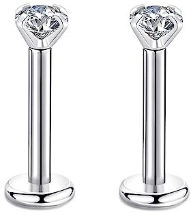 Candyfancy Studs Piercing Helix Nez Labret Tragus Acier Chirurgical Stud Oreilles Cartilage Levre Lip Boucle d Oreille Helic Strass Zirconium Pierre 3MM pour Cadeau de Noel