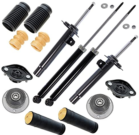 BESTPRICE 4x Gasdruck Stoßdämpfer Vorne und Hinten Federbein inkl. Domlager & Staubschutzsatz, Kompatibel mit BMW 3er (E46), 3 Touring (E46)