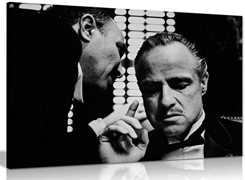 The Godfather Marlon Brando Don Corleone Gangster Canvas Wall Art Picture Print (24x16in)
