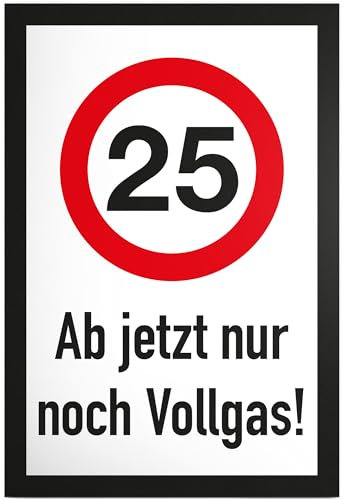 DankeDir! 25 Jahre Vollgas - Schild 'Geburtstagsschild' aus Kunststoff, 30 x 20 cm, modern, Weiß, Wandmontage, Geburtstagsthema, Dekorative Signage, Geschenkidee für den 25. Geburtstag