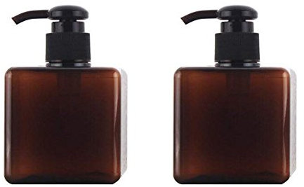 2 Stück 250 ml leere nachfüllbare Kunststoff-Flaschen quadratisch Kosmetikverpackungsflasche mit Sprühpumpe für Flüssiglotion, Seife, Handwaschmaschine, Kosmetik, Make-up, Shampoo-Spender (braun)