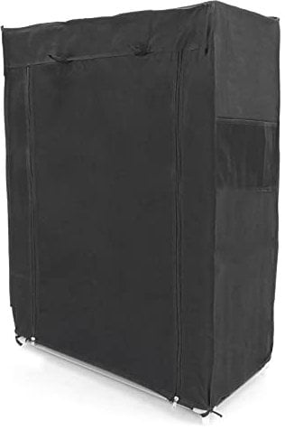 PrimeMatik - Armario ropero y Zapatero de Tela Desmontable 60 x 30 x 93 cm Negro con Puerta Enrollable