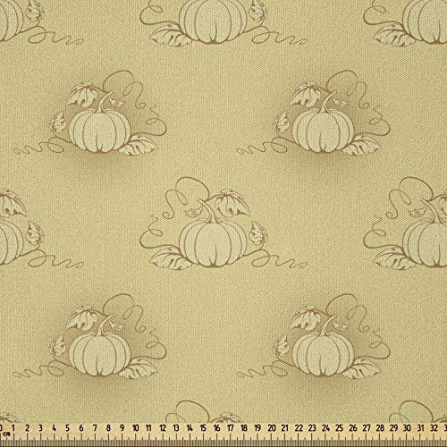 ABAKUHAUS Beige Stoff als Meterware, Kürbis-Feld Halloween, Microfaser Multi Zweck Dekostoff für Kunsthandwerke, 3M (230x300cm), Biege