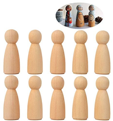 20 Stück 65 mm Figuren Holzfiguren, DIY Holzfiguren Hochzeit Geburtstag Dekoration Bemalen Basteln Holz