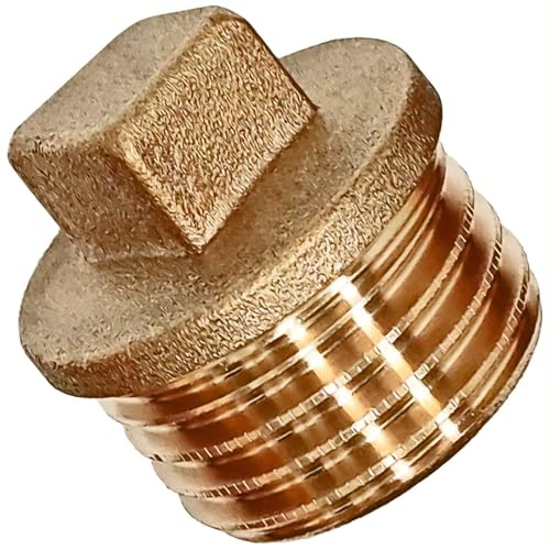 MegaHaustechnik Gewindefitting Messing, Stopfen Vierkant, 1 1/2 Zoll AG | Trinkwasser geeignet, 1 1/2“ Außengewinde-Außendurchmesser 48mm DN40 Rohr, Endstück Rohr-Verschluss Deckel