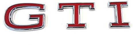 Volkswagen 2G0853675JJZQ Schriftzug GTI Emblem Logo Aufkleber rot/chrom glänzend