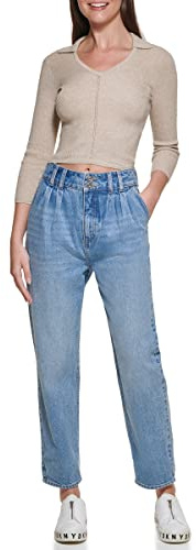 DKNY Damen Jeans Front Dart Paper Bag Jeans