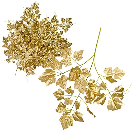 Decovego Weihnachtsdeko Christmas Weihnachtsdeko Dekozweige Deko Zweige in Gold Künstlich 12x Zweig Weinstockzweige Kunstpflanze Dekoration 12 Stück