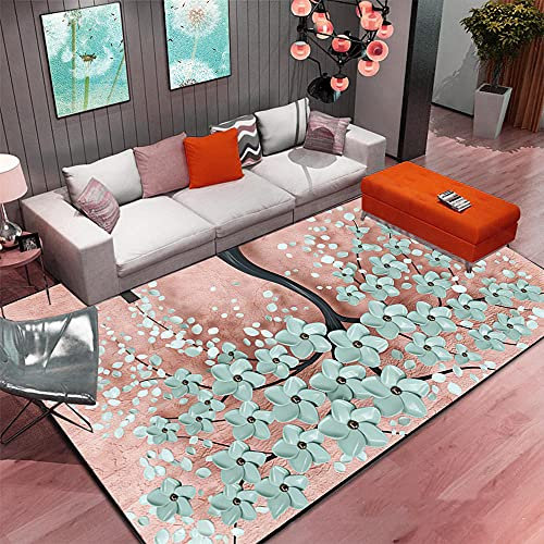 Tapis Long Tapis Long Couloir Rose Blue Flower Motif Design Girl Chambre Fille Environnement Durable Machine lavableLe Tapis du Salon 80X120cm