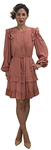 Twinset Damen-Kleid aus Seide mit Rouches und Gürtel 212TP2502, Canyon, 36