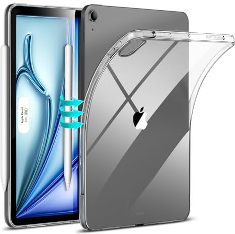 ESR für iPad Air 11 Zoll M3/M2 Hülle, iPad Air 7/6/5/4 Hülle (2025/2024/2022/2020) 10,9 Zoll Case, dünn und leicht, vergilbungsbeständig, klare Rückschale, unterstützt Pencil Pro/USB-C, Klar