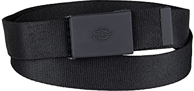 Dickies Tonal Plaque Buckle Fabric Belt, Black, Medium