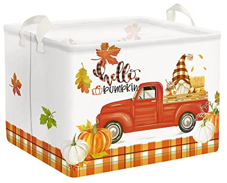Clastyle Herbsternte Kürbis Wagen Orange Faltbar Aufbewahrungskorb für Kleidung Schlafzimmer Draussen, 40x30x30 cm