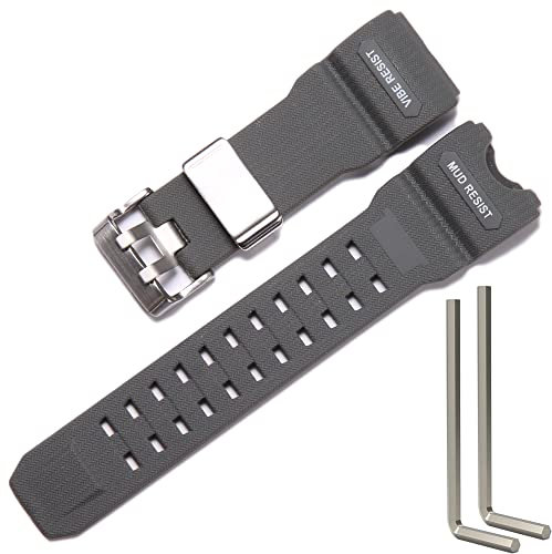 XBHSW Kunstharz-Armband, kompatibel mit Casio GWG-1000 Mudmaster Herrenuhr, Ersatzband, wasserdichtes Gummiarmband, Grau