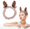 Make Up Haarband, Damen Kosmetisches Abschminken Stirnband Gesicht Waschen Haarband Geweihe Deko Aesthetic Braun Elastische Korallen Fleece Haarbänder für Waschen Gesicht Spa Yoga Sport Beauty
