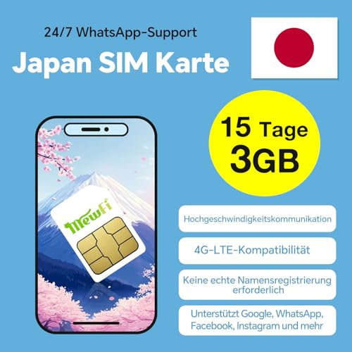Japan SIM-Karte, Japan Reise-SIM-Karte. 3-in-1 Prepaid-SIM-Karte. Internationale SIM-Karte für Geschäftsreisen. 4G Betriebsnetz, unbegrenzte Geschwindigkeit (3GB für 15 Tage)