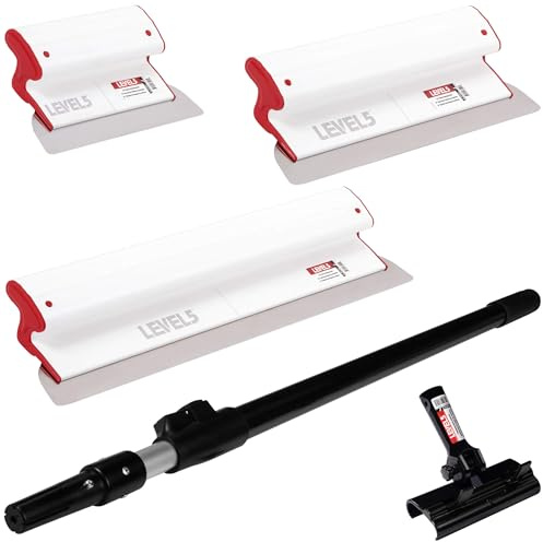 LEVEL5 Trockenbau-Verbund-Klingen-Set, 25,4 cm, 40,6 und 61 cm, Verlängerungsgriff, Verbundkörper und Edelstahlklinge, zum Glätten von Wänden und Decken, 5–440 °C | Verlängerungsgriff, Verbundkörper und Edelstahlklinge, zum Glätten von Wänden und Decken, 5–440 °C
