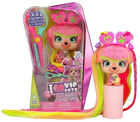 Vip Pets Hair Academy ZOE | Collectibles Hundepüppchen mit XXL-Haaren zum Stylen, Schneiden und Kreieren von individuellen Haarverlängerungen.|Geschenk Spielzeug für Kinder +3 Jahre