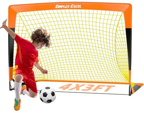 Dimples Excel Porta Da Calcio Rete Per Giardino All'aperto Allenamento Di Calcio per Gli Amanti Del Calcio (4'x3'- Arancione Nero)