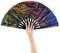 Nogsay Handfächer Bunt,Faltfächer Bambus Oxford Kungfu Rave Fächer Groß,Faltbare Hand Fan Chinesische Japanese Deko Sommer Fecher für Hochzeit,Party,Tanz,Musikfestival,Leistung (Bunt2)