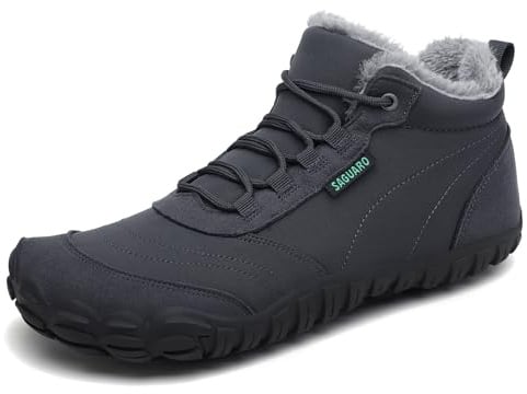 SAGUARO Barefoot Stivali Donna Invernali Stivaletti Uomo Scarpe da Neve Comode Outdoor Scarponcini Minimaliste Grigio Scuro,EU Gr.42