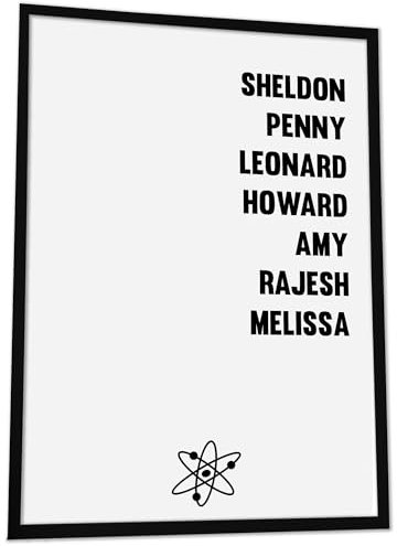 JUHMI The Big Bang Theory Poster Film Namen - Aesthetic Room Decor/Zimmer Deko Aesthetic - Vintage Fan Wanddeko Wohnzimmer Schlafzimmer Küche Badezimmer - 30x40 cm mit Holz Rahmen