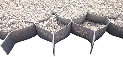 Geocelda stabilizzatore ghiaia per vialetti, ingressi al garage, decorazione per esterni, 100% polipropilene (5 x 10 x 10 cm + geotessile (1 x 10 m2)