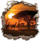 Samunshi® Wanddeko Wandriss mit Steppe in Afrika Fenster in andere Welt Portal Wallart Wandtattoo für Wohnzimmer Küche Wandaufkleber Wandsticker 30 x 30cm