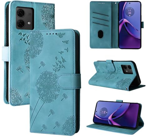 Rostsant Coque Motorola Moto G84 5G Pissenlit Housse en Cuir PU Motorola Moto G84 5G Étui à Fermeture Magnétique Portefeuille Étui à Rabat pour Motorola Moto G84 Bleu