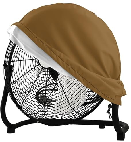 SCRAWLGOD Brown Industrial Fan Cover, Waterproof Outdoor Fan Covers, Compatible for 18-20 Inch Wall Mount Fan and Pedestal Fan, Heavy Duty Oxford Cloth Dustproof Fan Cover